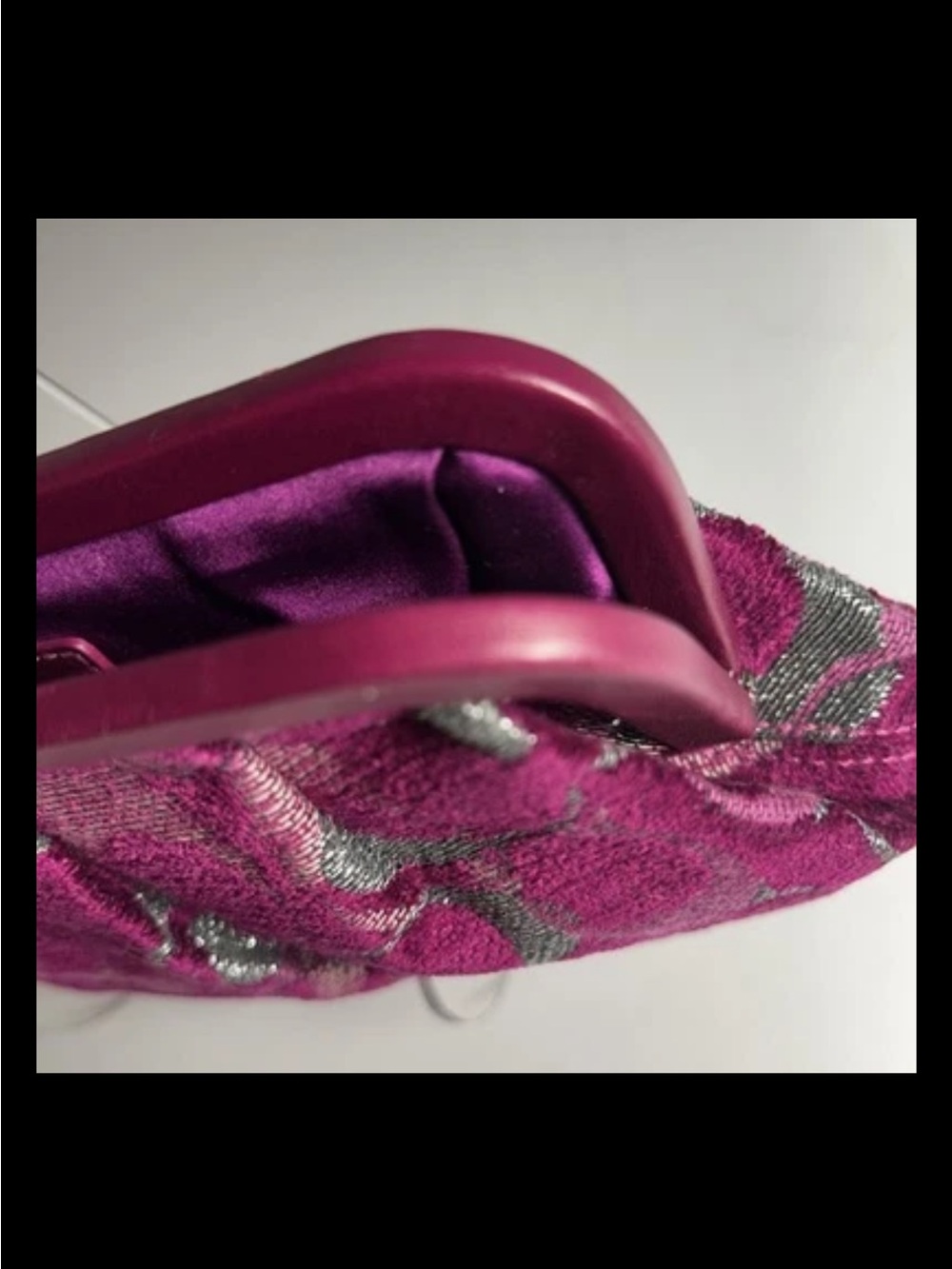 Coach Wristlet/Clutch Fuchsia Pleated Chenille, Kiss-lock Frame *VINTAGE* NWOT - Picture 11 of 11